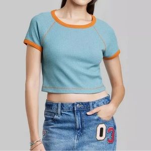 Wild Fable Blue/orange Cropped Tee